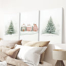 Winter Evergreen Tree Xmas Decor Wall Art Posters by Wall Art Set