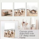 Rustic Fall Set of 3 Posters. Wooden Barn, Cows, Hay Bales by Wall Art Set