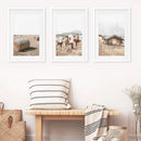 Rustic Fall Set of 3 Posters. Wooden Barn, Cows, Hay Bales by Wall Art Set