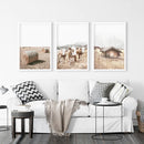 Rustic Fall Set of 3 Posters. Wooden Barn, Cows, Hay Bales by Wall Art Set