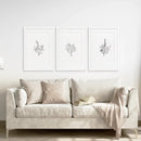 Flower Line Art Set of 3 Prints - Botanical Wall Décor by Wall Art Set