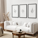 Flower Line Art Set of 3 Prints - Botanical Wall Décor by Wall Art Set
