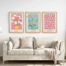 Flower Market Prints Set of 3 in Pink & Blue by Wall Art Set