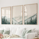 Set of 3 Mountain Forrest Decor Prints Wall Art by Wall Art Set