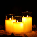 Set of 3 Glass Battery Operated Triangle Flameless Candles by JHY DESIGN