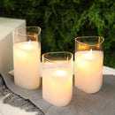 Set of 3 Glass Battery Operated Triangle Flameless Candles by JHY DESIGN