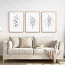 Minimal Flower Line Art: Black White Wall Art Set by Wall Art Set