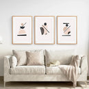 Mid-Century Modern Art Set: 3 Piece Geometric Abstract Prints by Wall Art Set