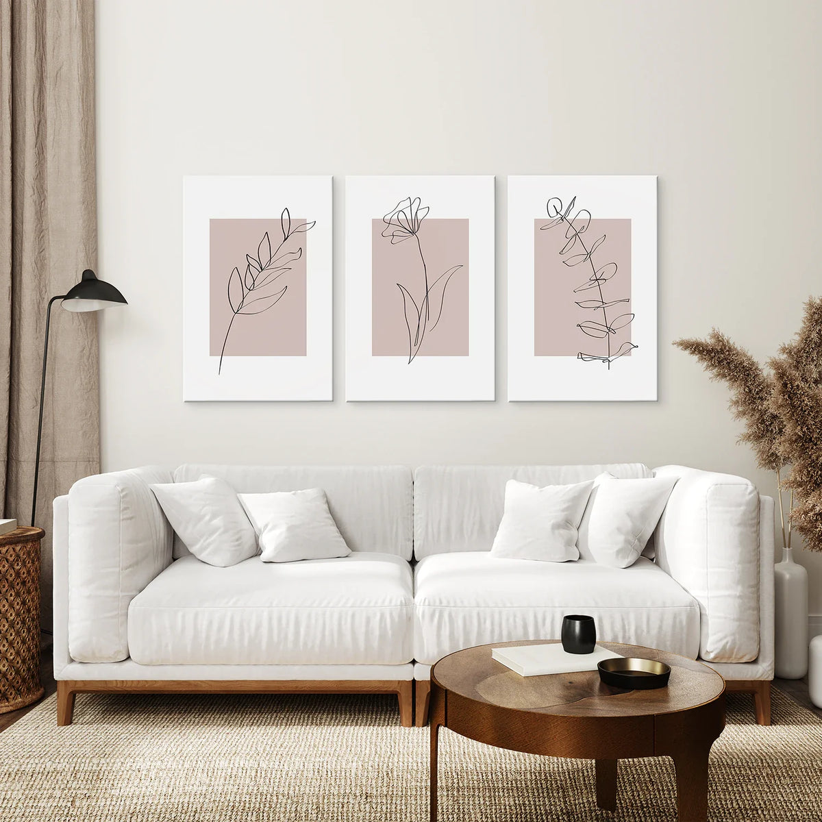 Blush Pink Botanical Line Art Print Set of 3, photo 7 of 9