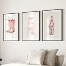 Cowgirl Boots Preppy Modern Wall Art Poster Set by Wall Art Set