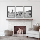 Farmhouse Black White Wall Art. Windmill, 3 Cows, Hay Bales by Wall Art Set