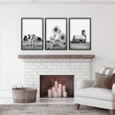 Rustic Black White Wall Art Set. Cows, Sunflowers, Old Barn by Wall Art Set