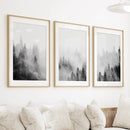 Black White Misty Forest Wall Art Set of 3 by Wall Art Set