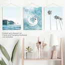 Blue Ocean Themed 3 Piece Wall Art. Palm Trees, Waves by Wall Art Set