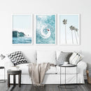 Blue Ocean Themed 3 Piece Wall Art. Palm Trees, Waves by Wall Art Set
