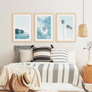 Blue Ocean Themed 3 Piece Wall Art. Palm Trees, Waves by Wall Art Set