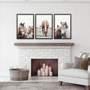 Horses. Modern Farmhouse Prints. Western Set of 3 by Wall Art Set