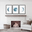 Lunar Phases. Blue Wall Art Set for Boy's Nursery by Wall Art Set