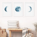 Lunar Phases. Blue Wall Art Set for Boy's Nursery by Wall Art Set