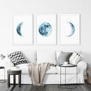 Lunar Phases. Blue Wall Art Set for Boy's Nursery by Wall Art Set