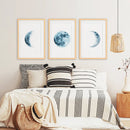 Lunar Phases. Blue Wall Art Set for Boy's Nursery by Wall Art Set
