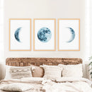 Lunar Phases. Blue Wall Art Set for Boy's Nursery by Wall Art Set