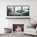 Yosemite Valley Misty Mountain Forest. Set of 3 Prints by Wall Art Set