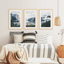 Yosemite Valley Misty Mountain Forest. Set of 3 Prints by Wall Art Set