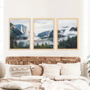 Yosemite Valley Misty Mountain Forest. Set of 3 Prints by Wall Art Set