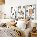 Safari Animals Wall Art Set of 3 Prints for Nursery by Wall Art Set