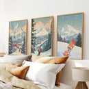 Vintage Ski Poster Set of 3. Snowboard, Skier & Ski Lift Wall Art by Wall Art Set