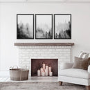 Black White Misty Forest Wall Art Set of 3 by Wall Art Set