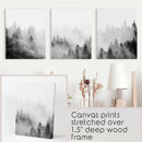 Black White Misty Forest Wall Art Set of 3 by Wall Art Set