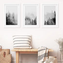 Black White Misty Forest Wall Art Set of 3 by Wall Art Set