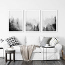 Black White Misty Forest Wall Art Set of 3 by Wall Art Set