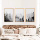 Black White Misty Forest Wall Art Set of 3 by Wall Art Set