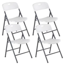 2/4/6 Pack White Plastic Folding Chairs Heavy Duty Metal Frame Indoor Outdoor by 2Dropme
