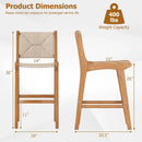 Set of 1 Outdoor Counter Height Bar Stool Woven Paper Rope Patio Barstool with Teak Wood Frame by LJGDeals