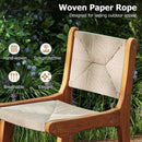 Set of 1 Outdoor Counter Height Bar Stool Woven Paper Rope Patio Barstool with Teak Wood Frame by LJGDeals