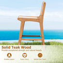 Set of 1 Outdoor Counter Height Bar Stool Woven Paper Rope Patio Barstool with Teak Wood Frame by LJGDeals
