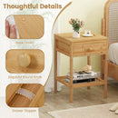 Set of 1/2 Bamboo Nightstand Bedside Table with Storage Drawer and Open Shelf by LJGDeals