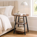 Industrial Side Table with 3-Tier Shelves and Metal Frame