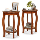 Set of 2 15 Inch 2-Tier Round End Table with Storage Shelf by LJGDeals