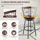 2 Pieces 24-30 Inch Adjustable PU Cushioned Swivel Barstools-Brown by LJGDeals