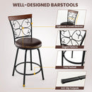 2 Pieces 24-30 Inch Adjustable PU Cushioned Swivel Barstools-Brown by LJGDeals