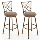 2 Pieces Swivel Pluch Fabrice Cushioned Bar Stool Set-Brown by LJGDeals