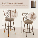 2 Pieces Swivel Pluch Fabrice Cushioned Bar Stool Set-Brown by LJGDeals