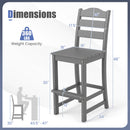 Set of 2 30 Inches HDPE Outdoor Counter Height Bar Stools with Backs-Gray