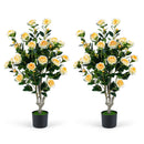 Artificial Camellia Tree 39.5" with Cement Pot - Set of 2 by DirectDeals