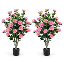 Artificial Camellia Tree 39.5" with Cement Pot - Set of 2 by DirectDeals